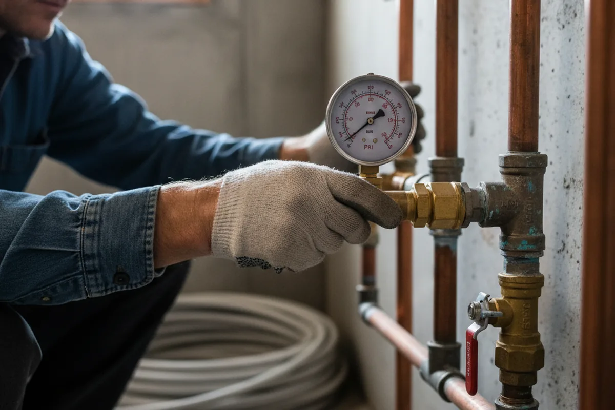 Pressure testing a repaired line during Water Line Repair in Eucha